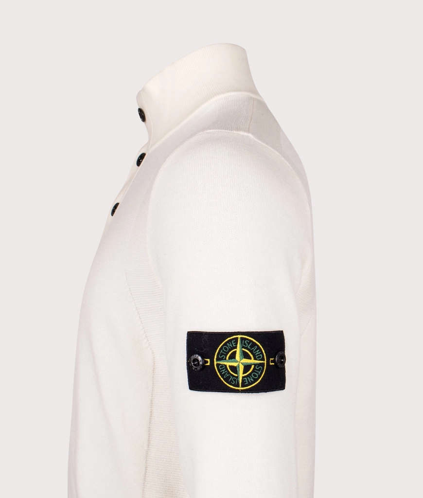 Stone Island Mens Button Neck Reverse Stitch Jumper
